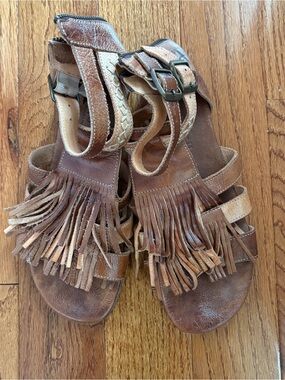 Brown Fringe Boho Leather Sandals for Women Made in Mexico